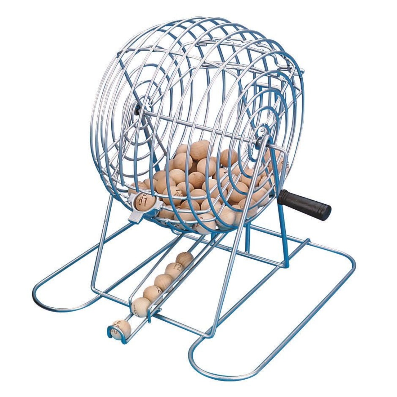 S&S Worldwide Deluxe Metal Bingo Cage. Sturdy 7-1/2" Metal Cage with 10" Square Base, Auto Ball Selection and Drop.  Cage Only.
